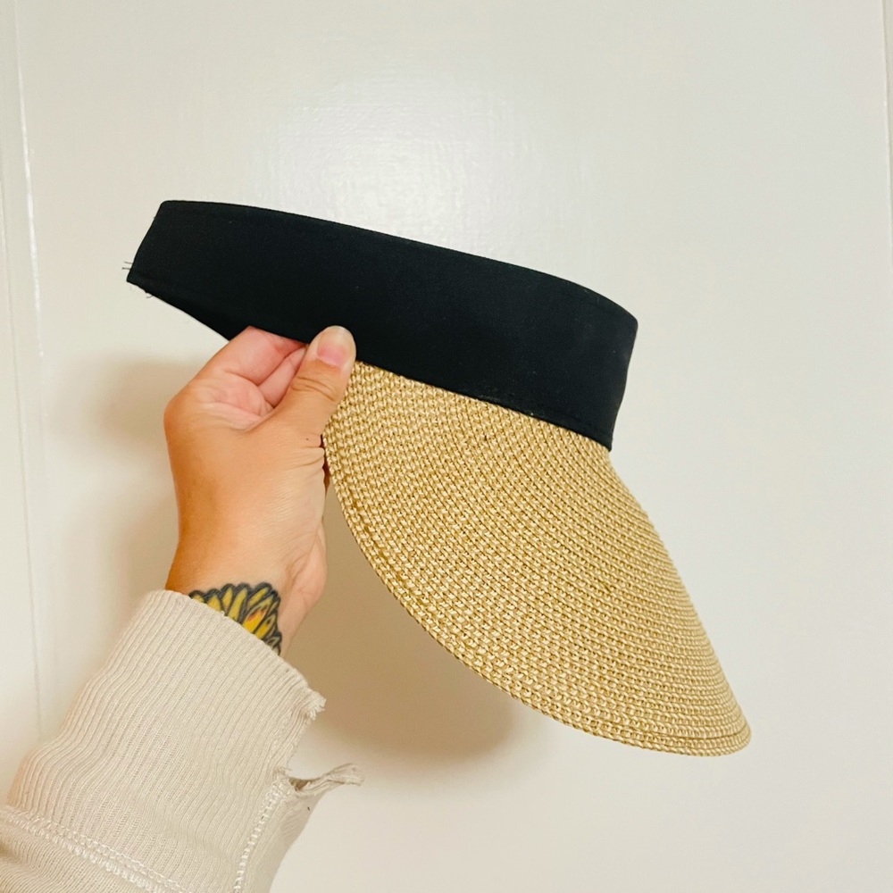 Women’s Black & Natural Straw Visor Hat